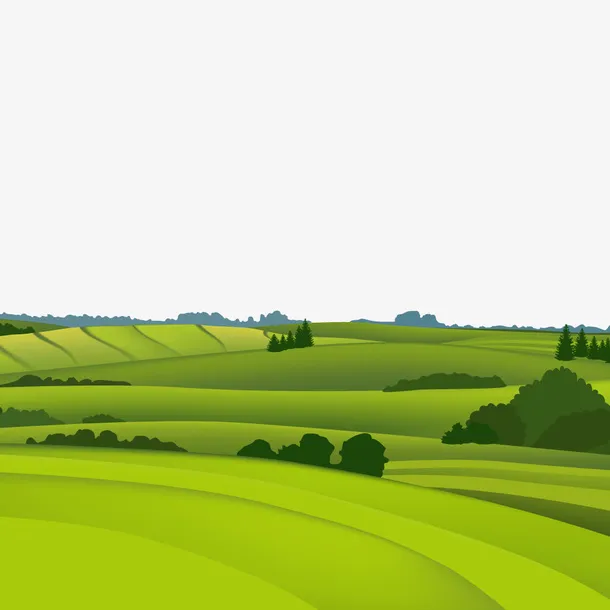 矢量美丽田园风景插画免抠