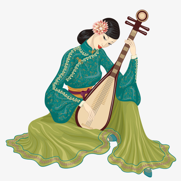 古代女子琵琶弹唱免抠