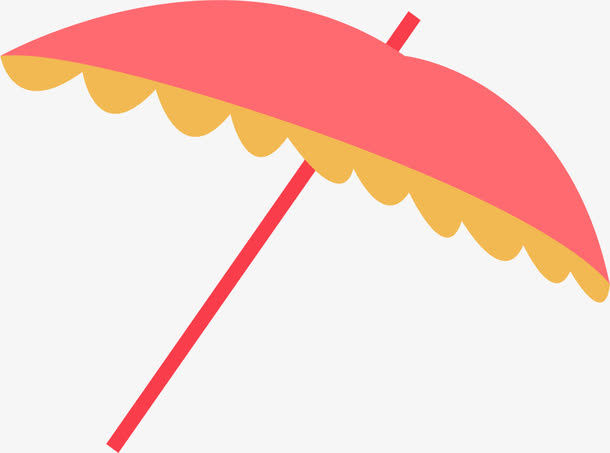 红色卡通遮阳伞免抠