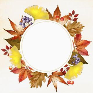 清新手绘创意树叶圆环装饰免抠