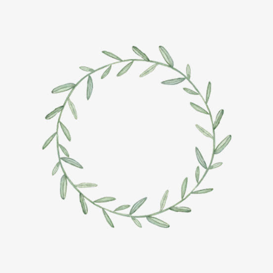 手绘绿叶花环免抠