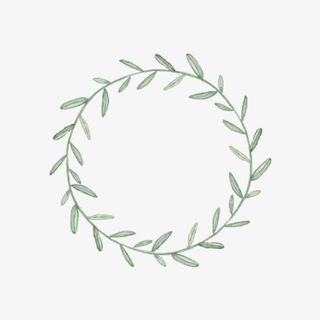 手绘绿叶花环免抠