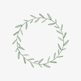 手绘绿叶花环免抠