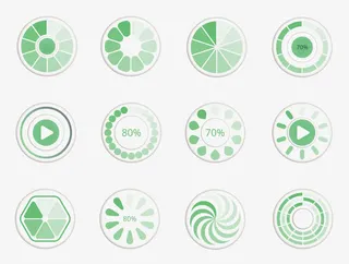 矢量创意绿色清新圆形缓冲图标免抠