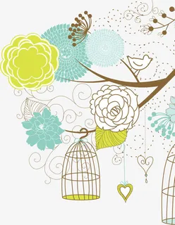 创意合成手绘花卉纹理免抠