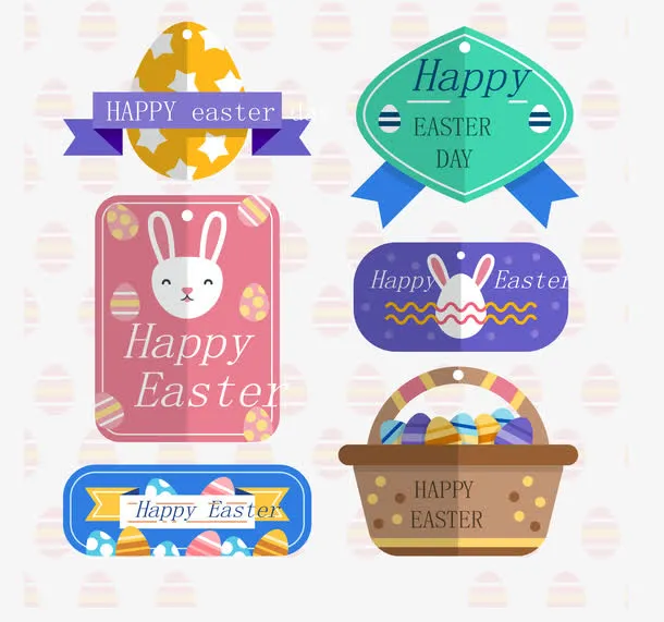 6款扁平化复活节标签矢量免抠