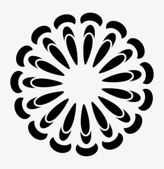 黑色圆形花儿图案png免抠