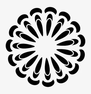 黑色圆形花儿图案png免抠