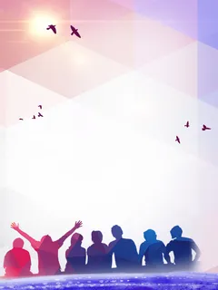 彩色质感剪影青春毕业季背景素材高清