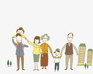 水彩一家人免抠