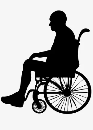 坐轮椅老人剪影免抠手绘/卡通卡通元素