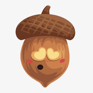 可爱眼睛带桃心的橡树果免抠