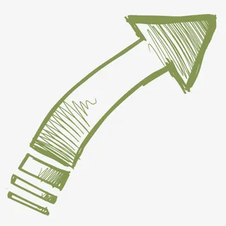 手绘绿色线条箭头免抠