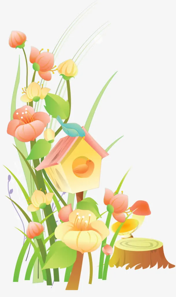 彩色手绘花纹免抠