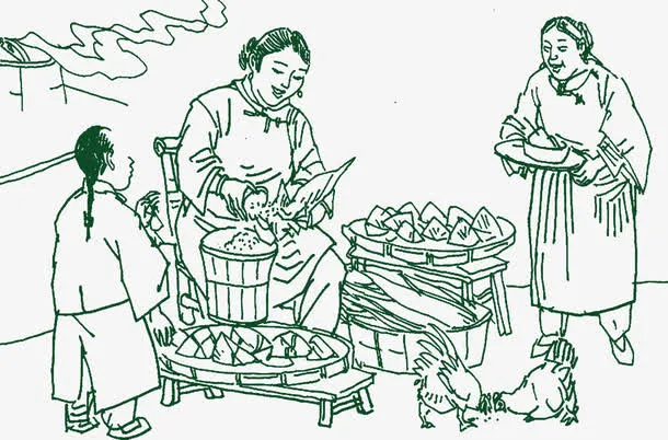 传统文化包粽子人物免抠