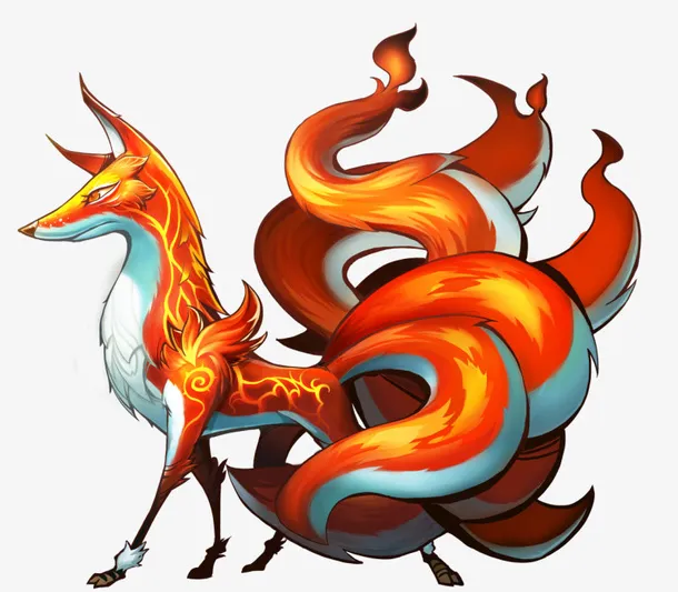手绘动物九尾狐狸免抠免抠