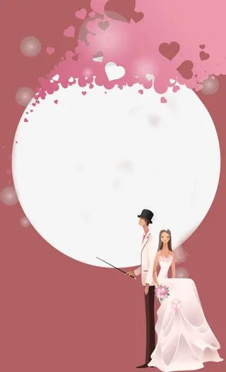 淡雅的婚纱相框免抠