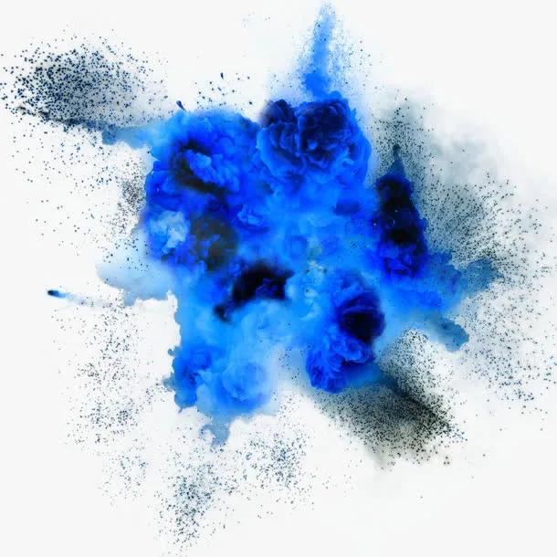 创意蓝色爆炸烟雾设计免抠