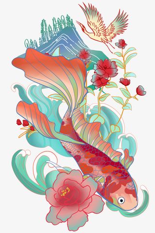 国潮时尚金鱼免抠