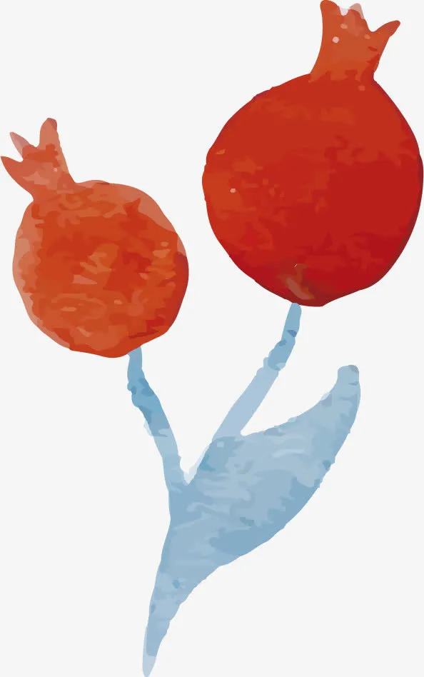 水墨石榴花卉图案免抠