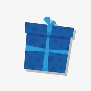 蓝色四边形卡通礼盒免抠