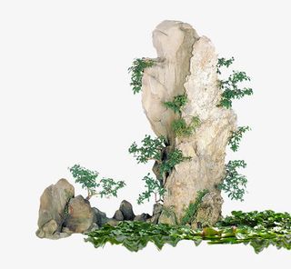绿叶假山素材免抠