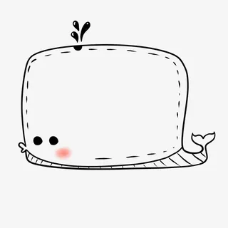 小鲸鱼喷水可爱风格对话框免抠