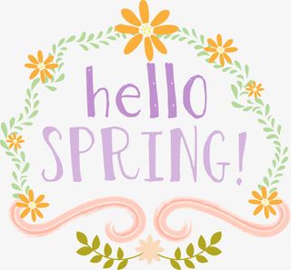 你好春天花藤标签免抠