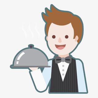 端着盘子的服务员免抠图免抠漂浮花瓣元素