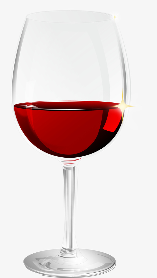 红色卡通红酒免抠