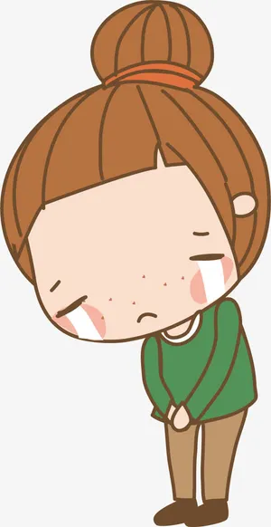 卡通女孩哭泣免抠