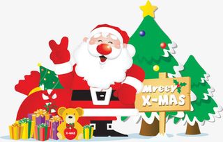 手绘可爱圣诞老人指路牌免抠