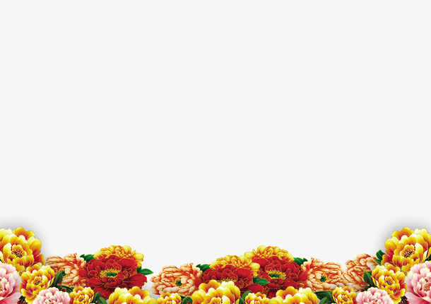 红黄牡丹花贺寿装饰图免抠