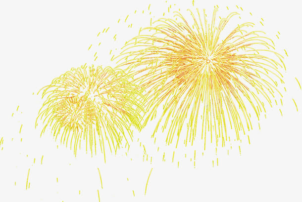 黄色唯美盛开烟花免抠