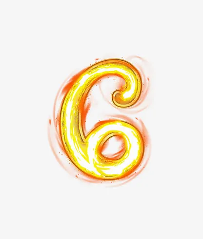 荧光棒字母数字6免抠
