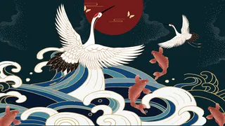 国潮仙鹤壁纸免抠