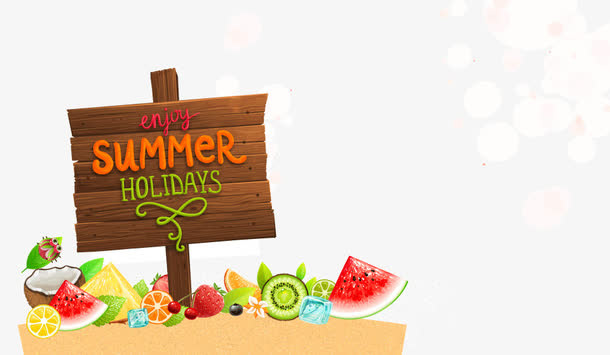 指示牌夏日时光summer字体装饰免抠