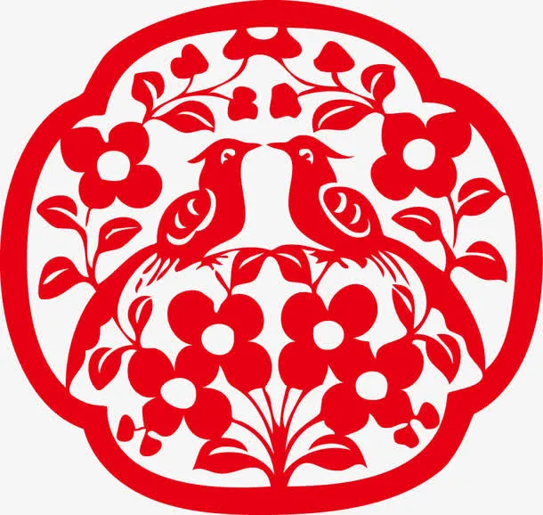 花纹艺术剪纸镂空图案免抠