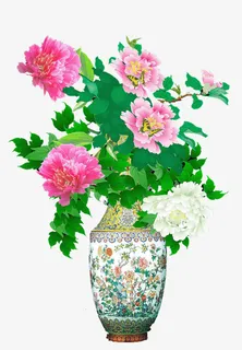 花瓶中盛开的鲜花免抠