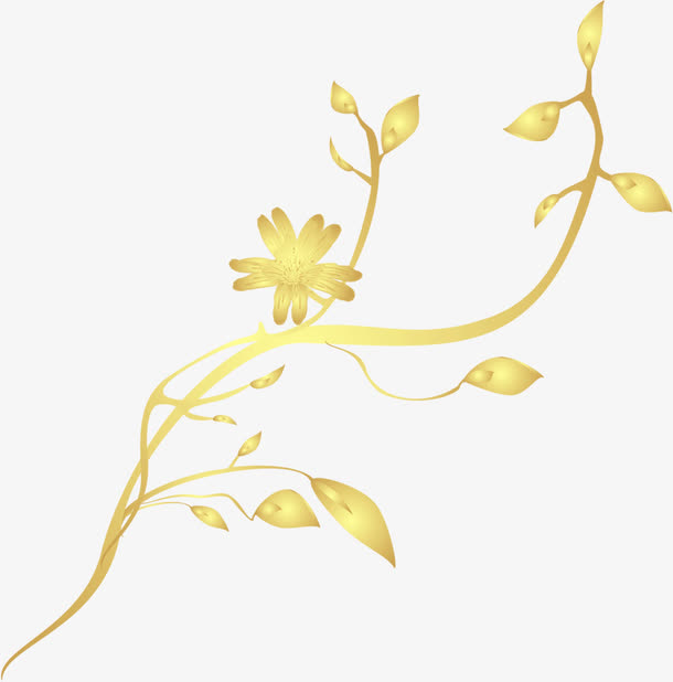 黄色藤蔓花边招聘免抠
