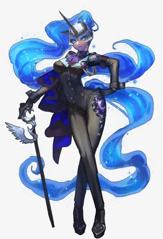 蓝色光效长发女生免抠