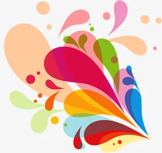 手绘卡通颜色效果海报免抠