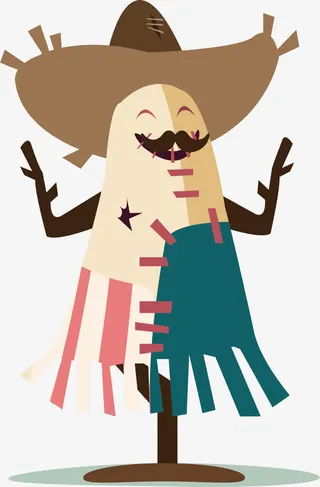 矢量手绘稻草人免抠