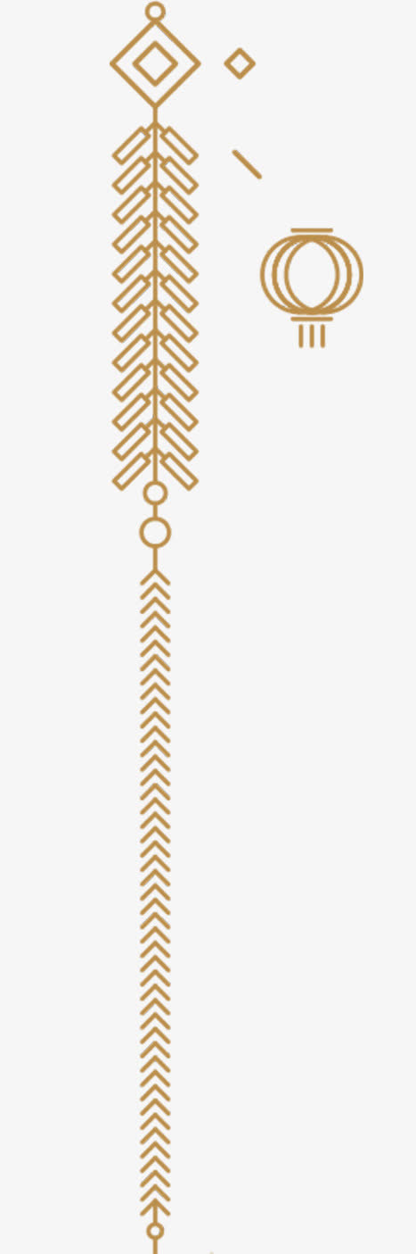 手绘金色装饰鞭炮灯笼免抠