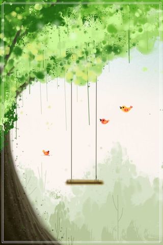 24节气立春绿色水彩植物背景高清