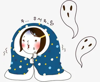 卡通裹被子的女孩子免抠