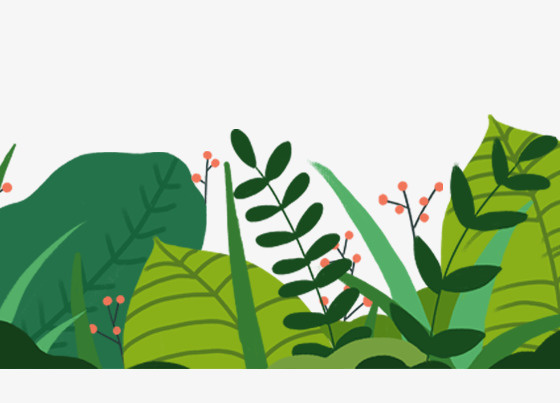 手绘清新文艺风格装饰春天风景植免抠