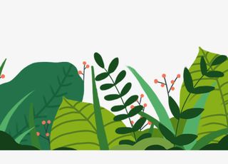 手绘清新文艺风格装饰春天风景植免抠