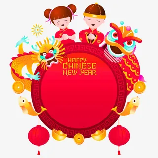 红色中国风圆圈边框纹理免抠