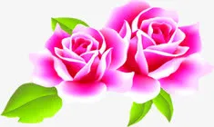 彩绘玫瑰花朵树叶免抠